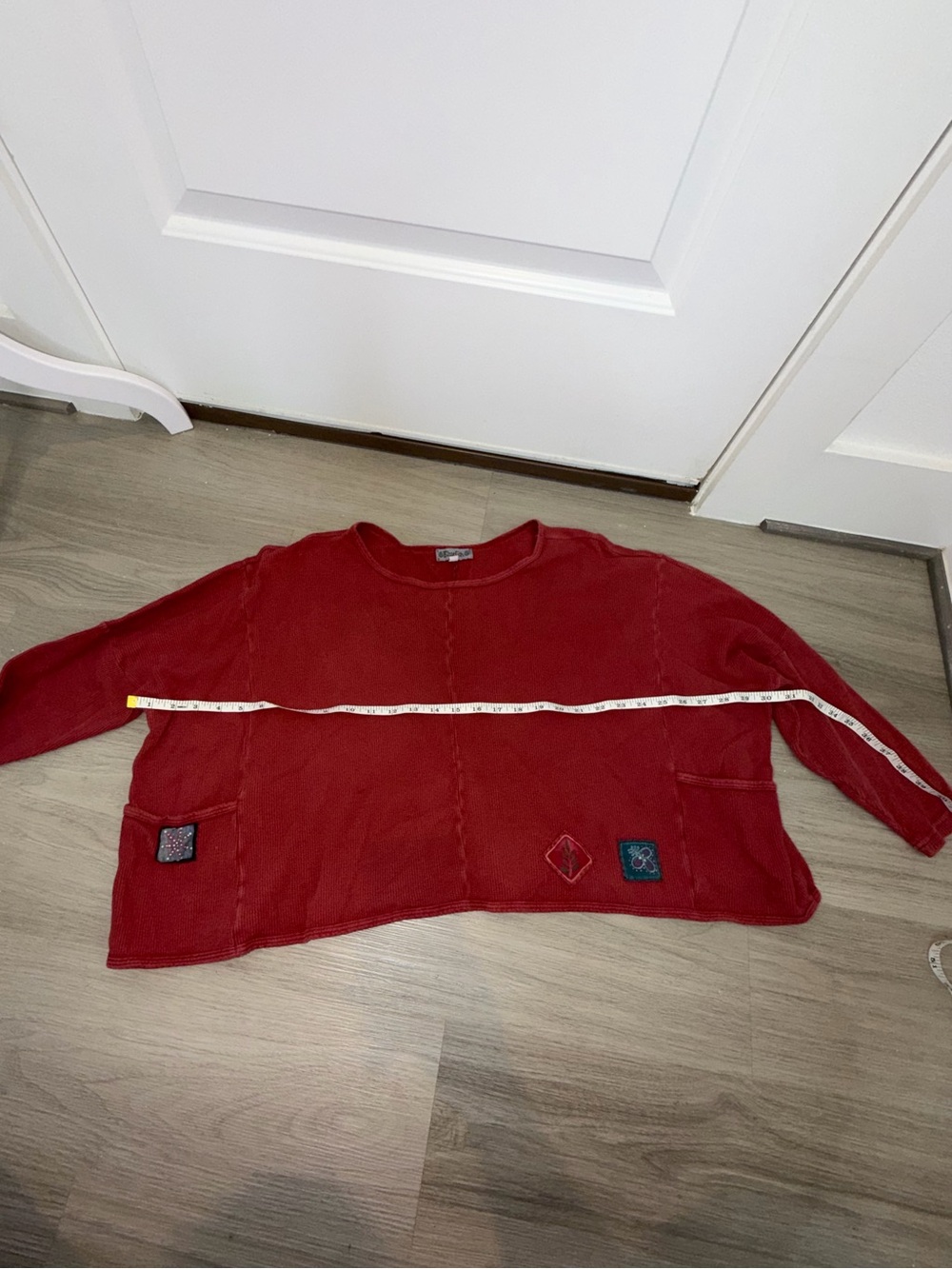Blue Fish Washed Brick Red Cropped Thermal Sweatshirt - Picture 16 of 16